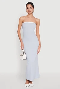 Contrast Trim Cut Out Back Tube Dress