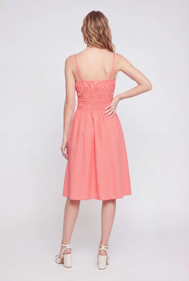 Solid Poplin Midi Sundress
