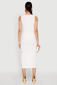 Womens Metallic Seashell Cut Out Midi Dress, White, Size L