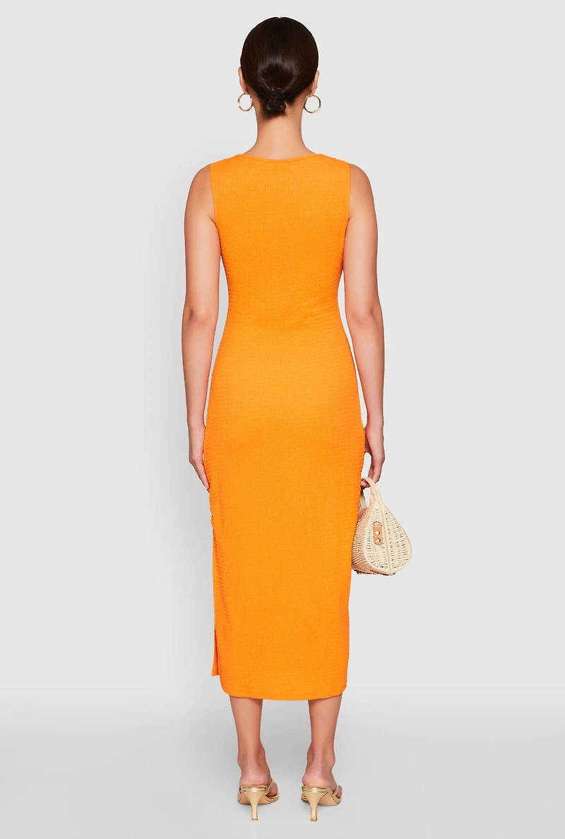 Metallic Seashell Cut Out Midi Dress