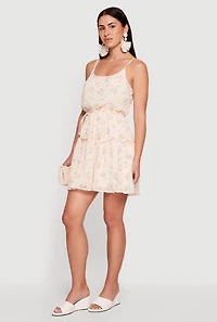 Ditsy Floral Swiss Dot Tiered Dress