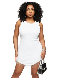 Rhinestone Fringe Tank Mini Dress
