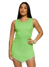 Rhinestone Fringe Tank Mini Dress