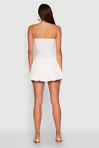 Womens Pleated Skater Dress, White, Size XL