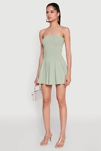 Womens Pleated Skater Dress, Green,