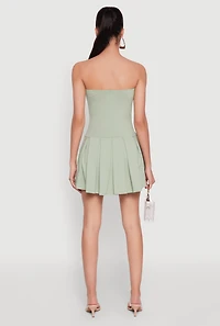 Womens Pleated Skater Dress, Green,