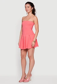 Strapless Pleated Mini Dress