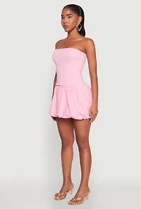 Womens Strapless Bubble Hem Mini Dress, Pink, Size M