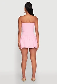 Womens Strapless Bubble Hem Mini Dress, Pink, Size M