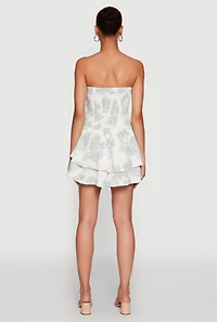 Womens Chic Toile de Jouy Print Smocked Back Peplum Dress, Multi, Size S