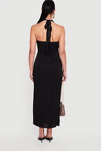 Textured Ruffle Halter Maxi Dress