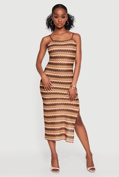 Open Tie Back Chevron Cami Dress