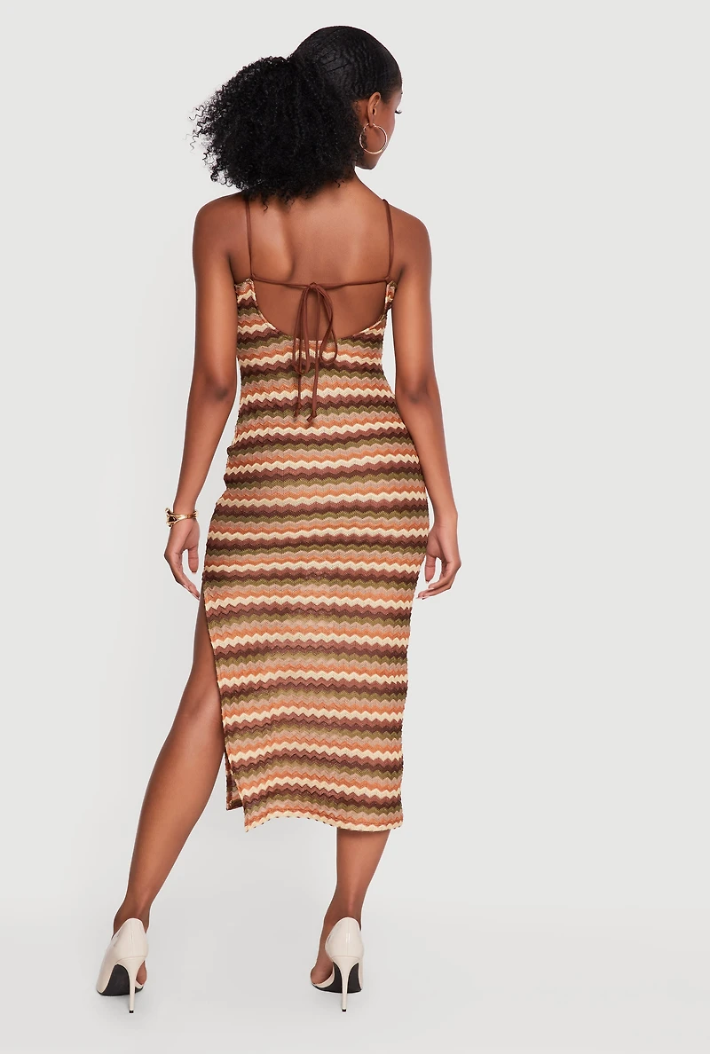 Open Tie Back Chevron Cami Dress