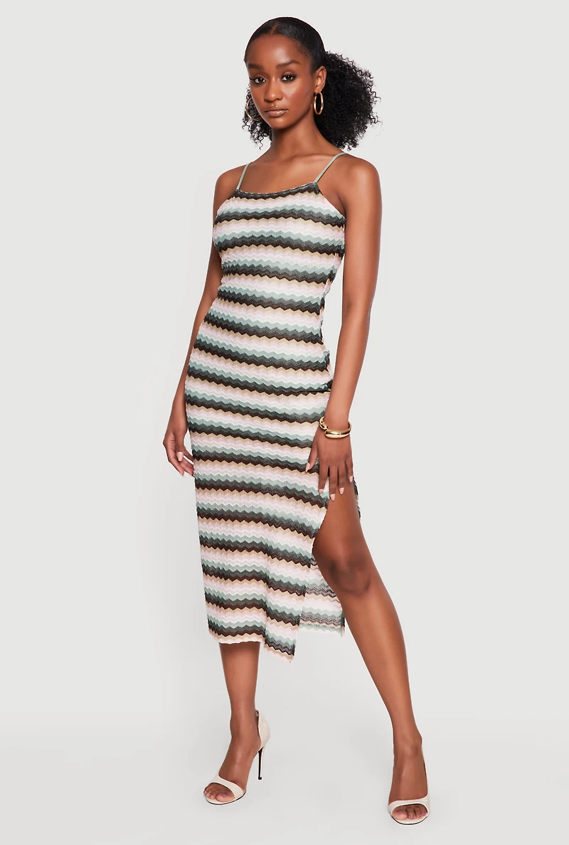 Open Tie Back Chevron Cami Dress