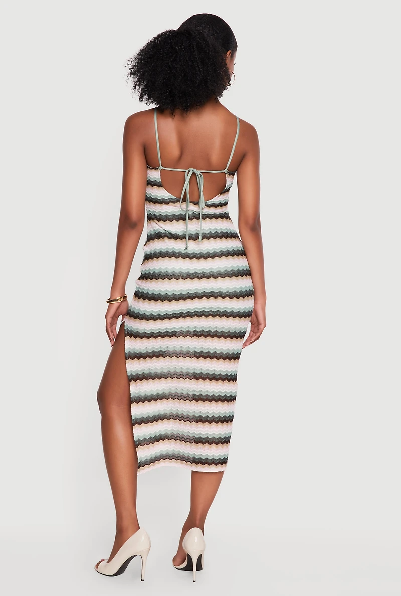 Open Tie Back Chevron Cami Dress