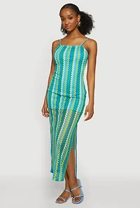 Wavy Stripe Side Slit Maxi Dress