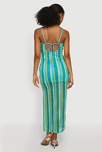 Wavy Stripe Side Slit Maxi Dress