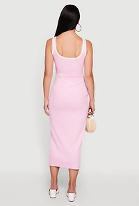 Contrast Trim Keyhole Detail Midi Dress