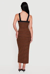 Striped Criss Cross Neckline Maxi Dress