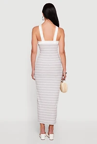 Striped Criss Cross Neckline Maxi Dress