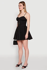 Womens Lace Up Bustier Skater Dress,