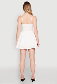 Womens Lace Up Bustier Skater Dress, White, Size XL
