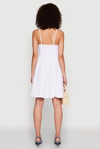 Womens Airy Bustier Pleated Skater Dress, White, Size XL