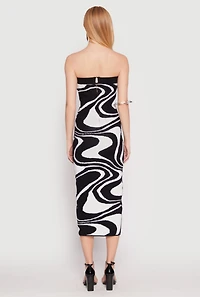 Womens Swirl Print Zip Back Tube Dress, Multi, Size M