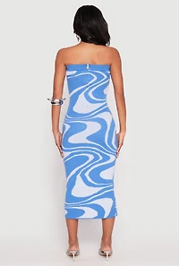 Womens Swirl Print Zip Back Tube Dress,