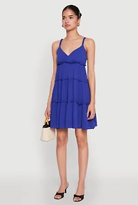 Womens Gauze Knit Cami Tiered Dress,