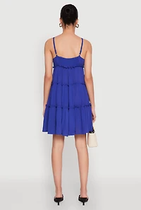 Womens Gauze Knit Cami Tiered Dress,