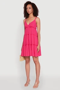 Womens Gauze Knit Cami Tiered Dress,