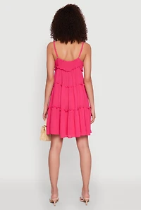 Womens Gauze Knit Cami Tiered Dress,