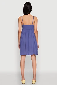 Womens Floral Crochet Detail Empire Waist Mini Dress,