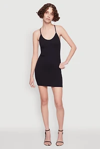 Seamless Rib Knit Scoop Neck Racerback Cami Dress