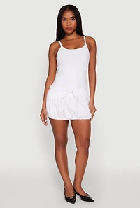 Womens Scoop Neck Bubble Dress, White, Size S