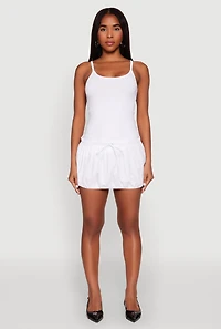 Womens Scoop Neck Bubble Dress, White, Size M