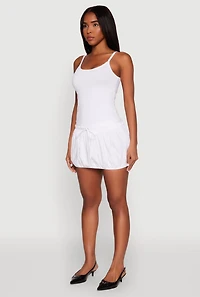 Womens Scoop Neck Bubble Dress, White, Size S