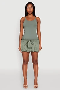 Womens Scoop Neck Bubble Dress, Green, Size M