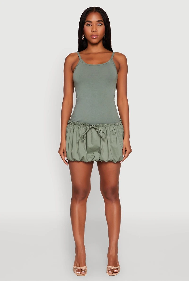 Womens Scoop Neck Bubble Dress, Green, Size XL