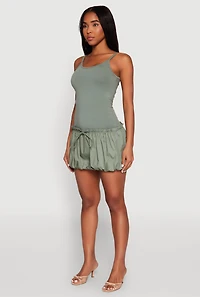 Womens Scoop Neck Bubble Dress, Green, Size M