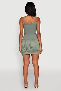Womens Scoop Neck Bubble Dress, Green, Size M