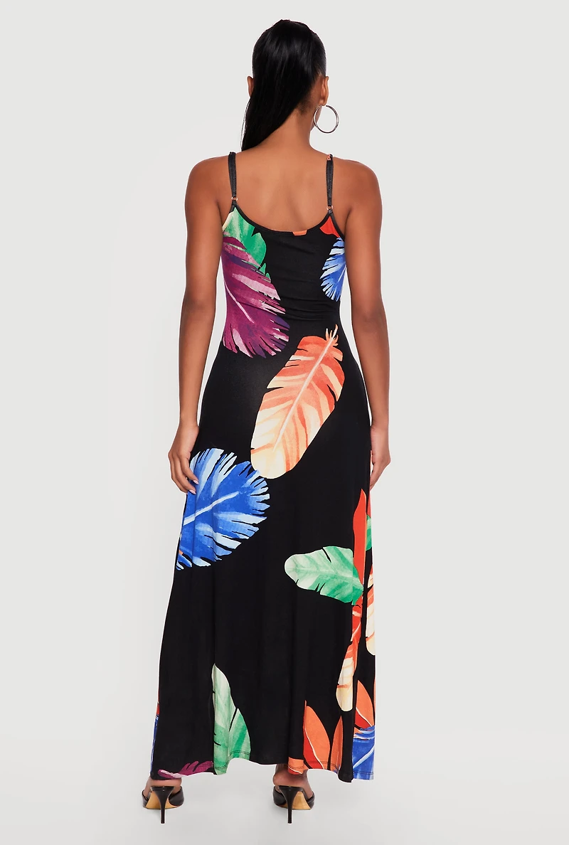 Feather Print Cami Maxi Dress