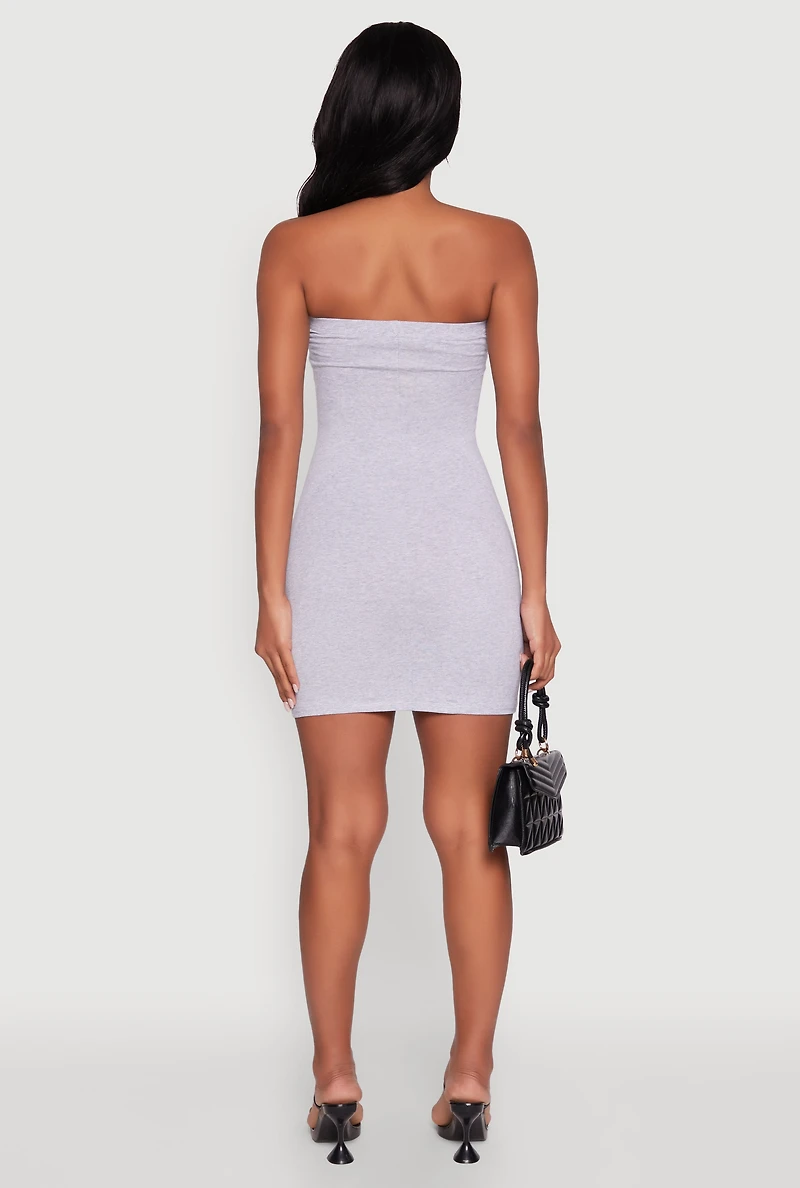 Womens Daisy Mini Tube Dress with Curve Hugging Fit, Grey, Size S