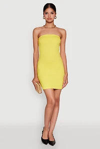 Womens Daisy Mini Tube Dress with Curve Hugging Fit, Yellow, Size S
