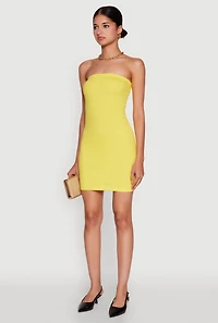 Womens Daisy Mini Tube Dress with Curve Hugging Fit, Yellow, Size S