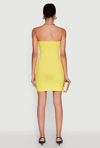 Womens Daisy Mini Tube Dress with Curve Hugging Fit, Yellow, Size S