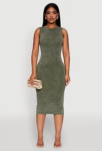 Daisy Mineral Wash Sleeveless Curve Hugging Tank Dress