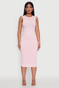 Womens Daisy Mineral Wash Sleeveless Curve Hugging Tank Dress, Pink, Size M