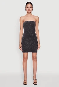 Womens Daisy Mineral Wash Mini Tube Dress, Black, Size M